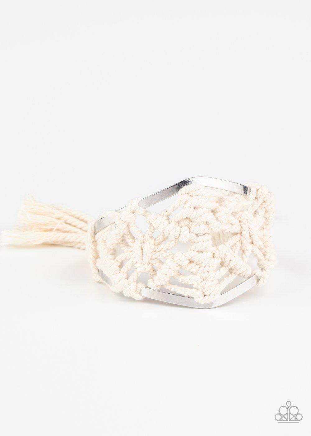 Macrame Mode Cuff Bracelet - Paparazzi Accessories LOTP Exclusive September 2020-CarasShop.com - $5 Jewelry by Cara Jewels