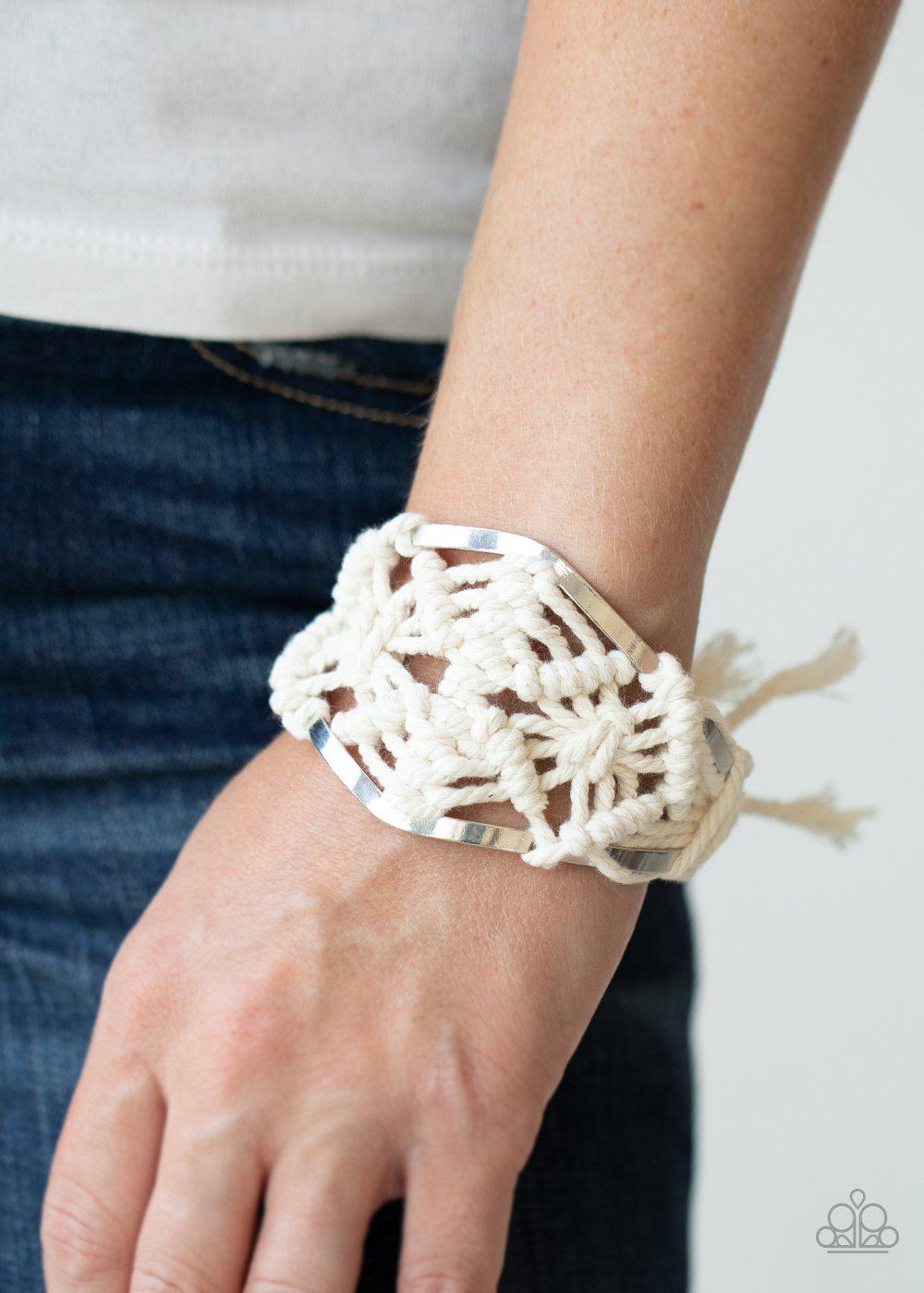 Macrame Mode Cuff Bracelet - Paparazzi Accessories LOTP Exclusive September 2020-CarasShop.com - $5 Jewelry by Cara Jewels