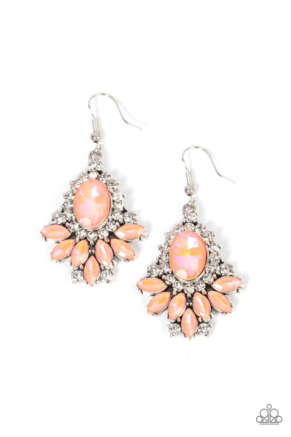 Magic Spell Sparkle Coral Orange Rhinestone Earrings - Paparazzi Accessories- lightbox - CarasShop.com - $5 Jewelry by Cara Jewels