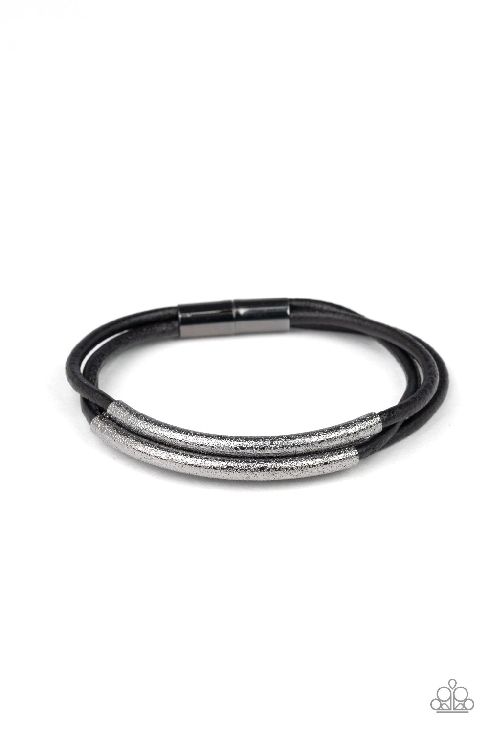 Magnetic Maverick Black and Gunmetal Bracelet - Paparazzi Accessories-CarasShop.com - $5 Jewelry by Cara Jewels