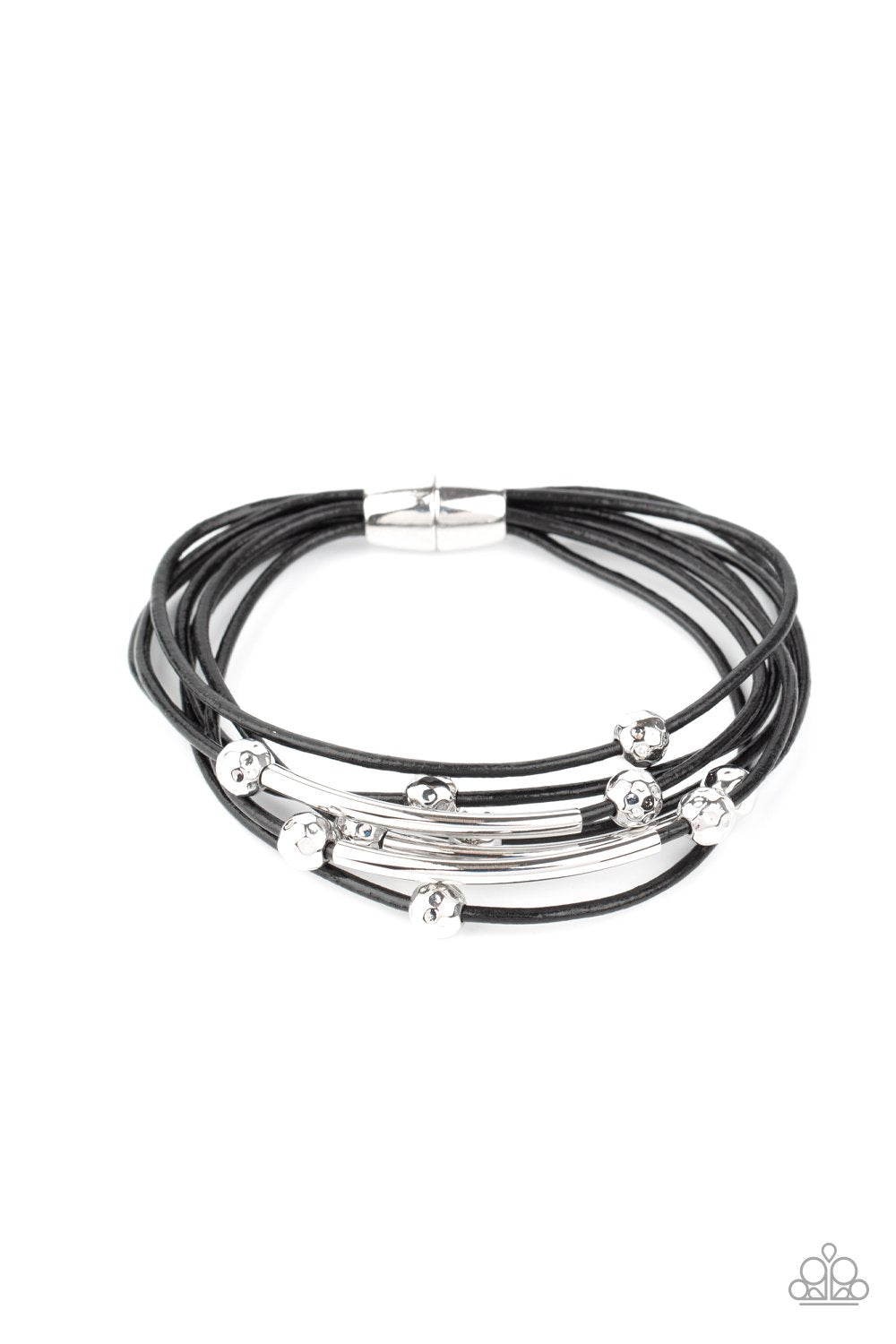 Magnetically Modern Black and Silver Bracelet - Paparazzi Accessories-CarasShop.com - $5 Jewelry by Cara Jewels