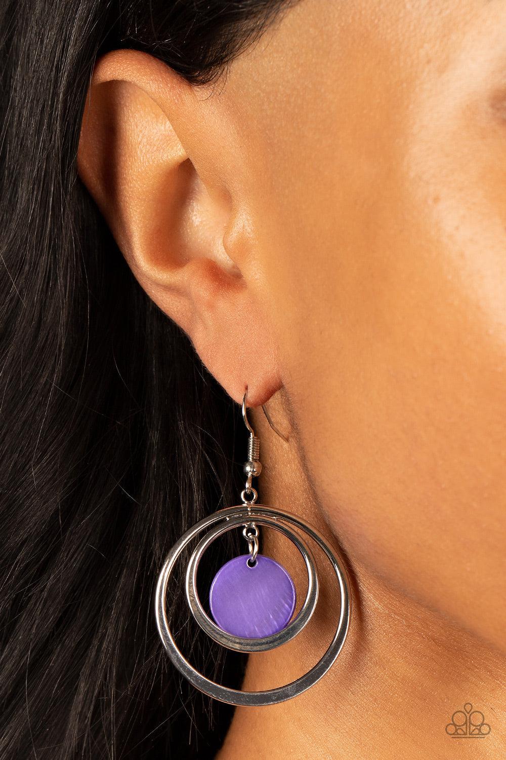 Mai Tai Tango Purple Earrings - Paparazzi Accessories-on model - CarasShop.com - $5 Jewelry by Cara Jewels