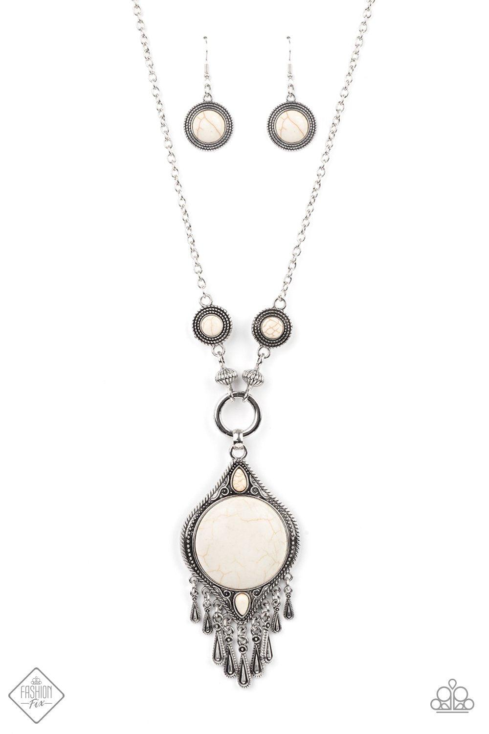 Majestic Mountaineer White Stone Necklace - Paparazzi Accessories - lightbox -CarasShop.com - $5 Jewelry by Cara Jewels