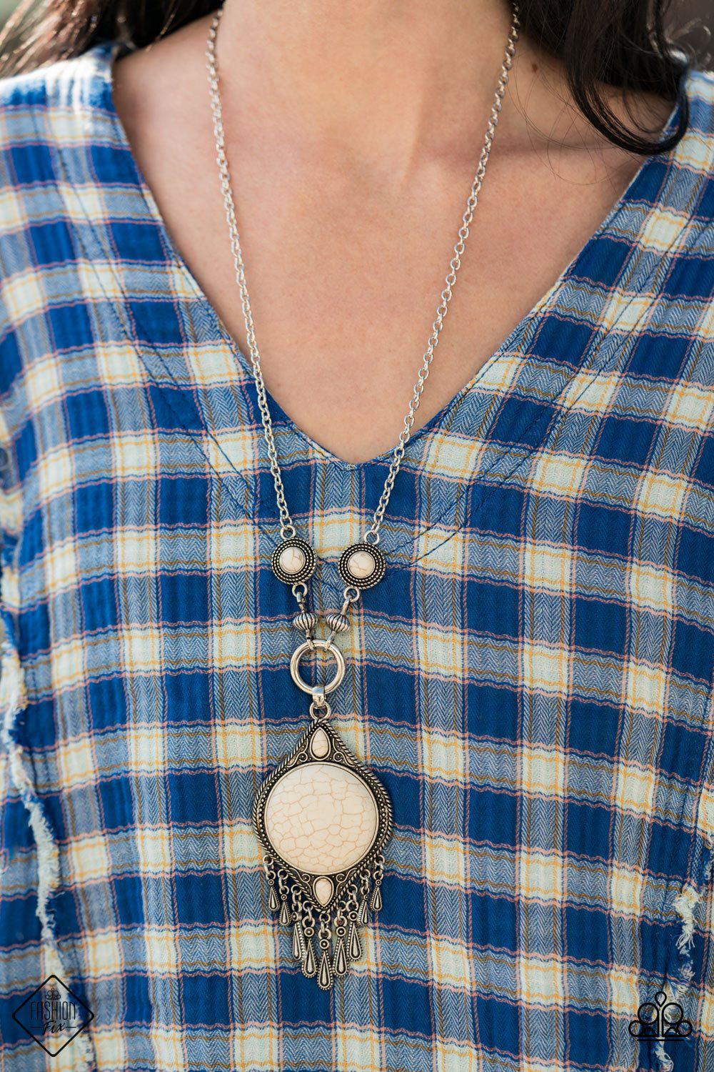 Majestic Mountaineer White Stone Necklace - Paparazzi Accessories - model -CarasShop.com - $5 Jewelry by Cara Jewels