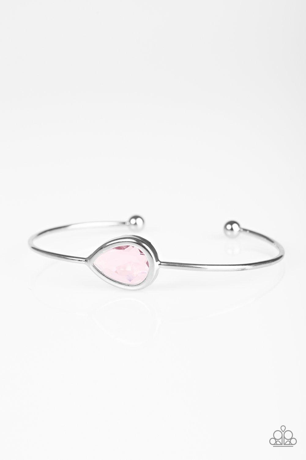 Make A Spectacle Pink Rhinestone and Silver Cuff Bracelet - Paparazzi Accessories-CarasShop.com - $5 Jewelry by Cara Jewels