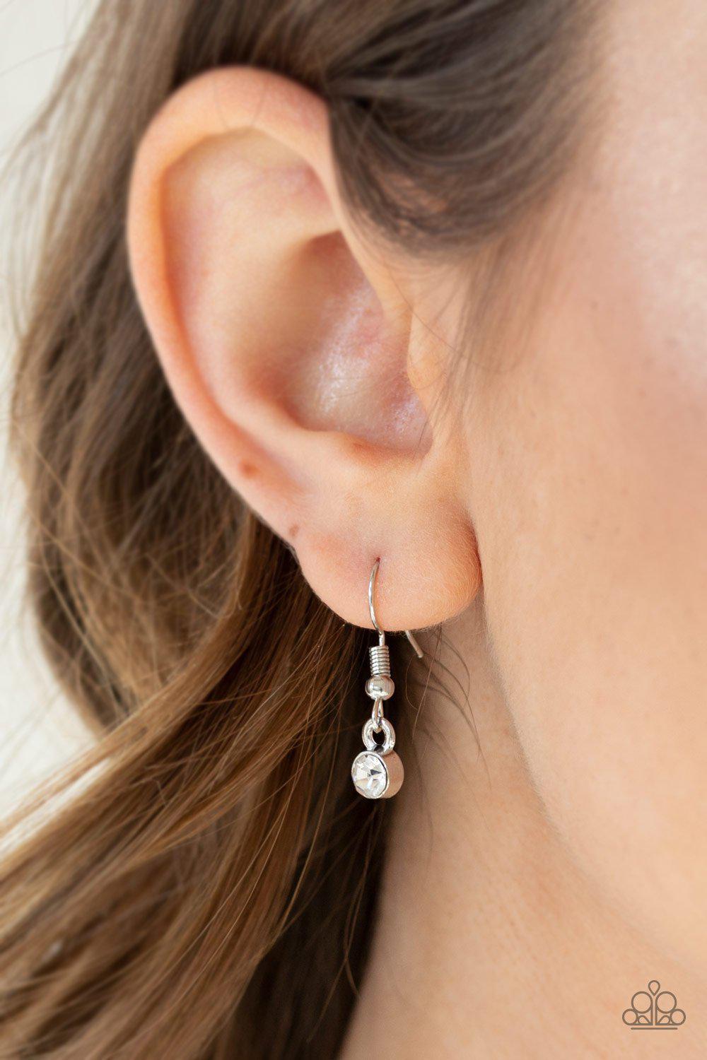 Make The World Sparkle White Rhinestone Teardrop Necklace - Paparazzi Accessories-CarasShop.com - $5 Jewelry by Cara Jewels