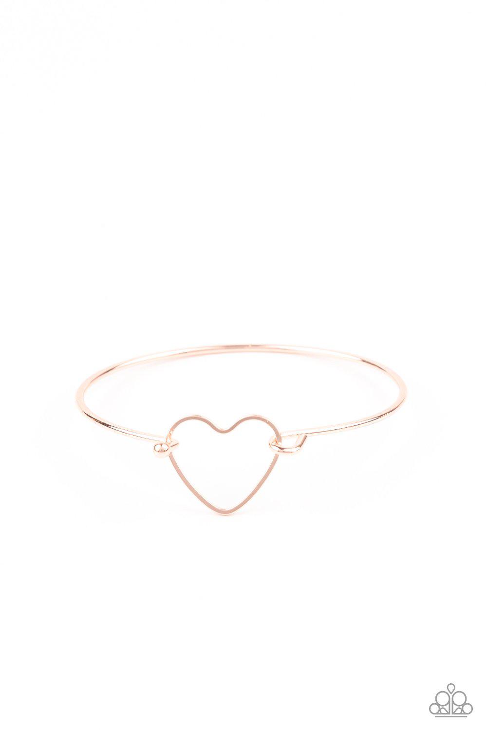 Make Yourself HEART Rose Gold Heart Bracelet - Paparazzi Accessories - lightbox -CarasShop.com - $5 Jewelry by Cara Jewels