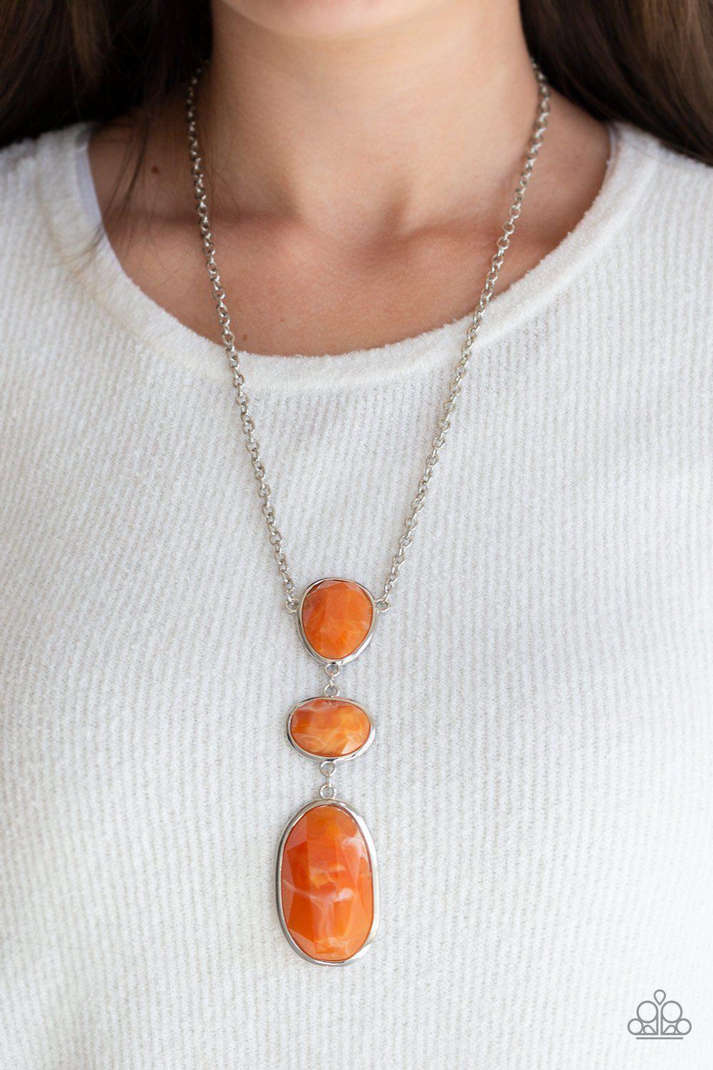 Making an Impact Orange Acrylic Necklace - Paparazzi Accessories-CarasShop.com - $5 Jewelry by Cara Jewels
