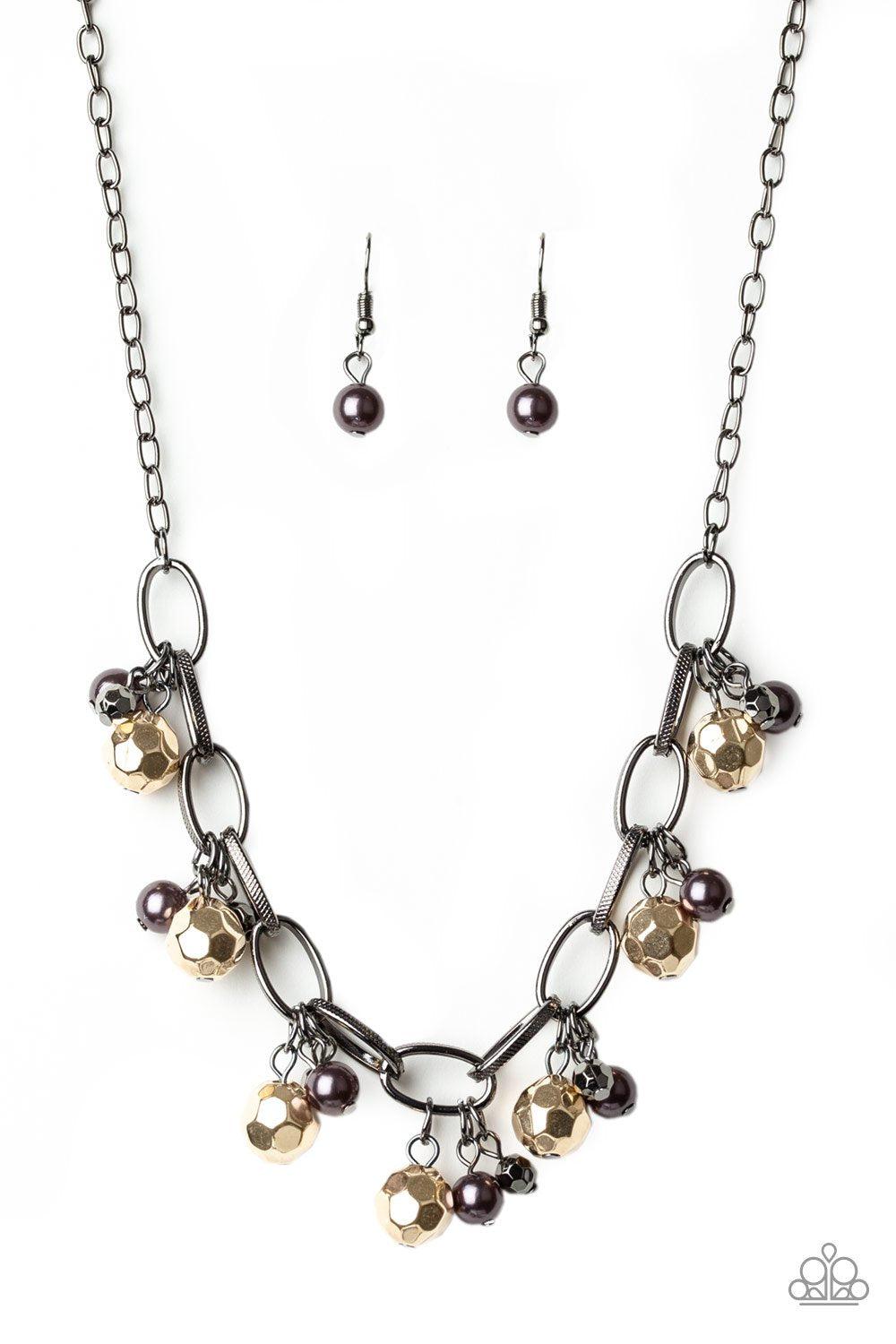 Malibu Movement Multi Gunmetal and Gold Necklace - Paparazzi Accessories - lightbox -CarasShop.com - $5 Jewelry by Cara Jewels