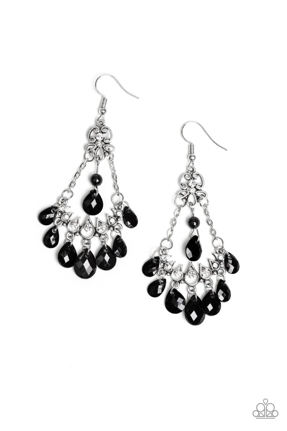Malibu Sunset Black Earrings - Paparazzi Accessories - lightbox -CarasShop.com - $5 Jewelry by Cara Jewels