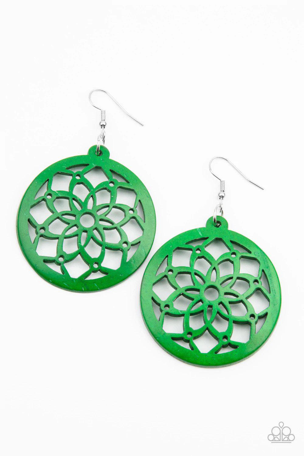 Mandala Meadow Green Earrings - Paparazzi Accessories- lightbox - CarasShop.com - $5 Jewelry by Cara Jewels