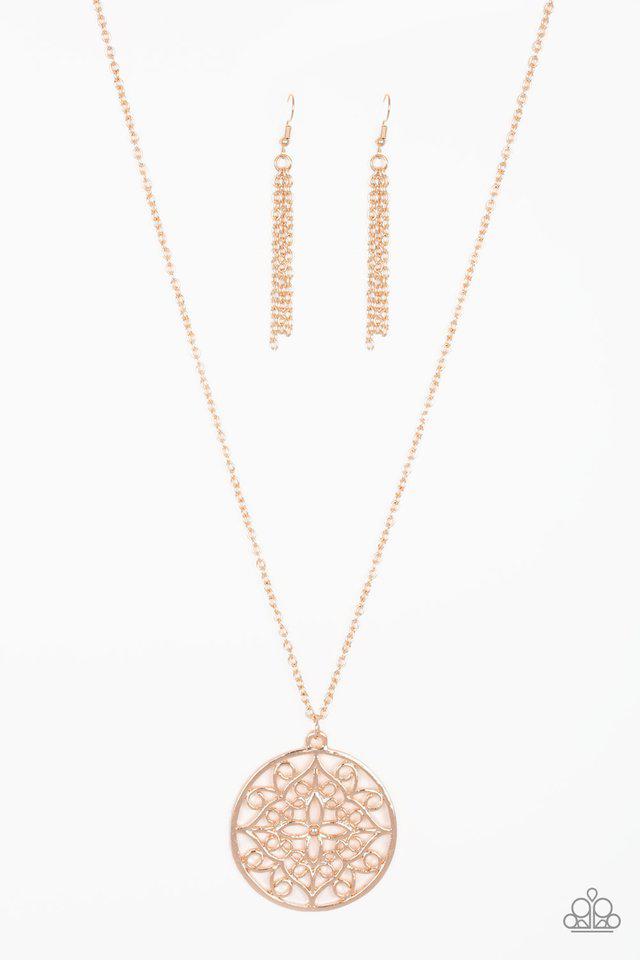 Mandala Melody Rose Gold Necklace - Paparazzi Accessories- lightbox - CarasShop.com - $5 Jewelry by Cara Jewels