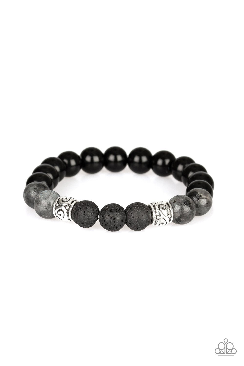 Mantra Black Stone, Bead and Lava Rock Bracelet - Paparazzi Accessories-CarasShop.com - $5 Jewelry by Cara Jewels