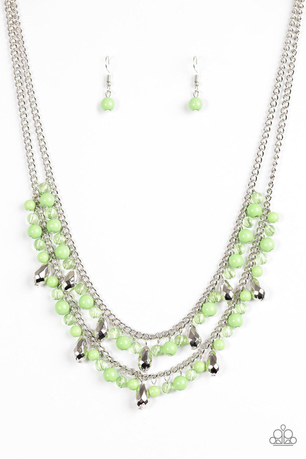 Mardi Gras Glamour Green Necklace - Paparazzi Accessories-CarasShop.com - $5 Jewelry by Cara Jewels