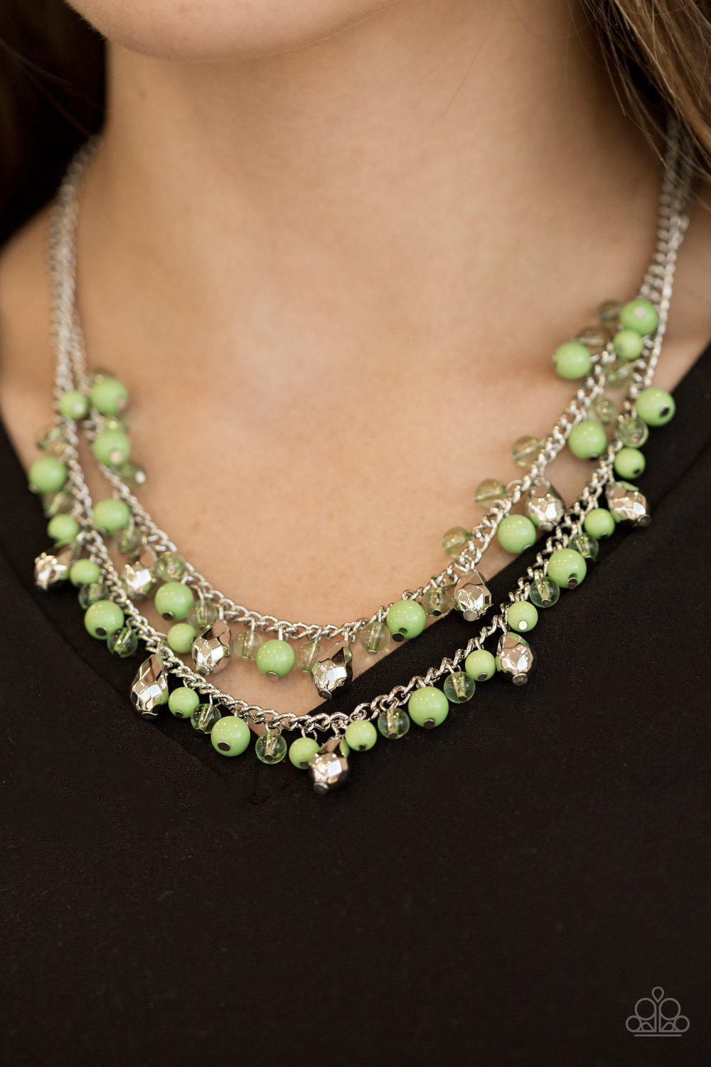 Mardi Gras Glamour Green Necklace - Paparazzi Accessories-CarasShop.com - $5 Jewelry by Cara Jewels
