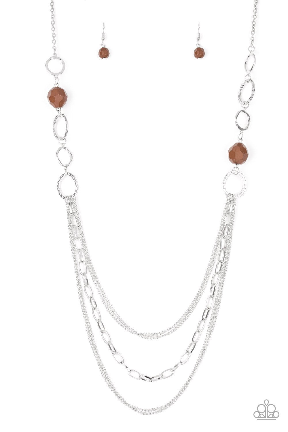 Margarita Masquerades Brown and Silver Necklace - Paparazzi Accessories - lightbox -CarasShop.com - $5 Jewelry by Cara Jewels