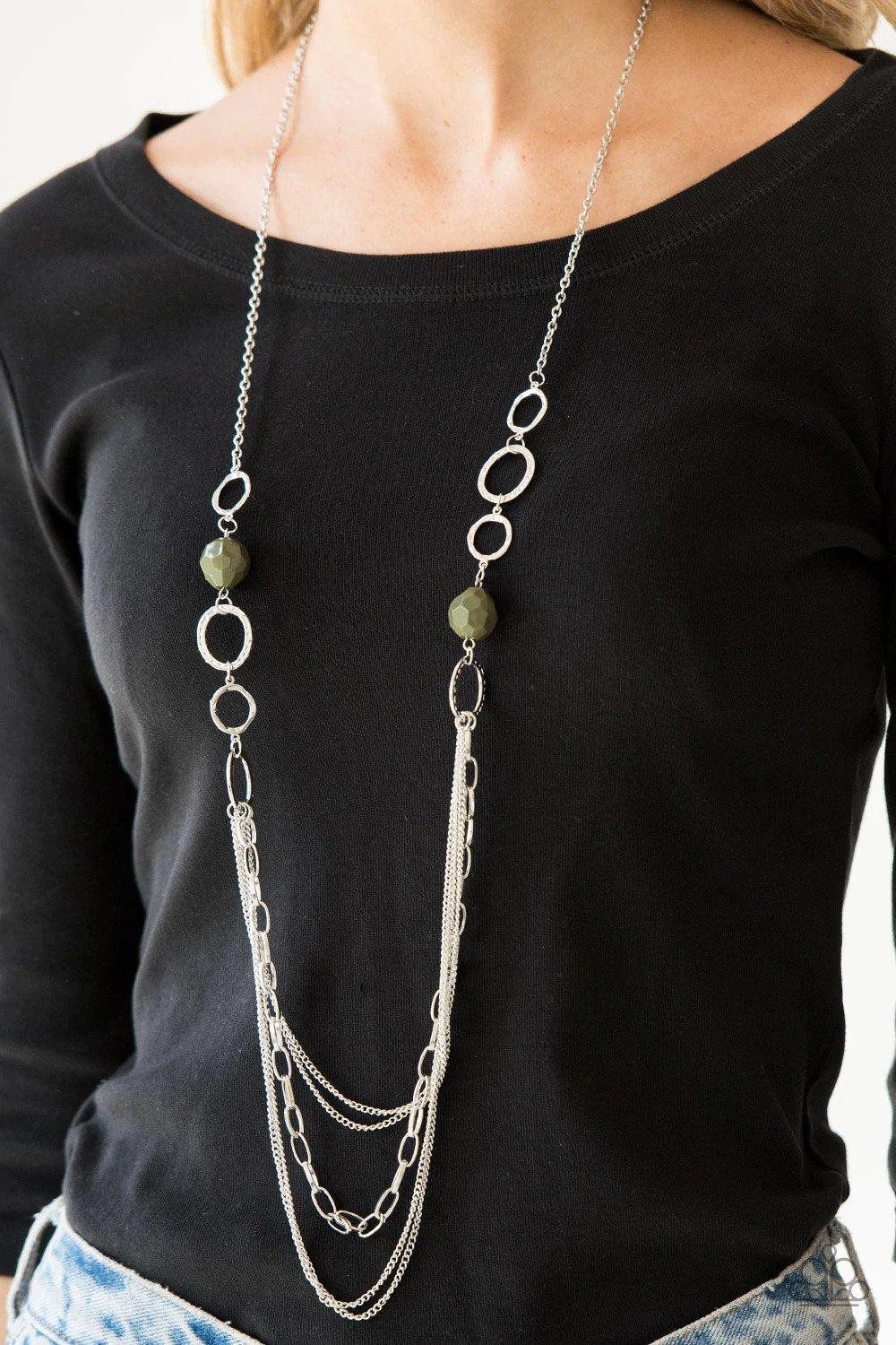 Margarita Masquerades Green Necklaces - Paparazzi Accessories- on model - CarasShop.com - $5 Jewelry by Cara Jewels