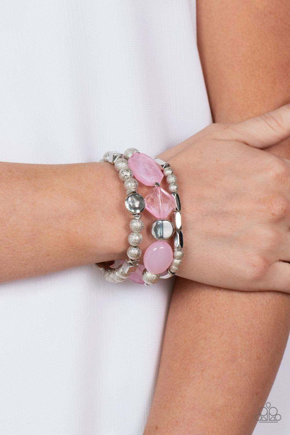 Marina Magic Pink Bracelet - Paparazzi Accessories-on model - CarasShop.com - $5 Jewelry by Cara Jewels