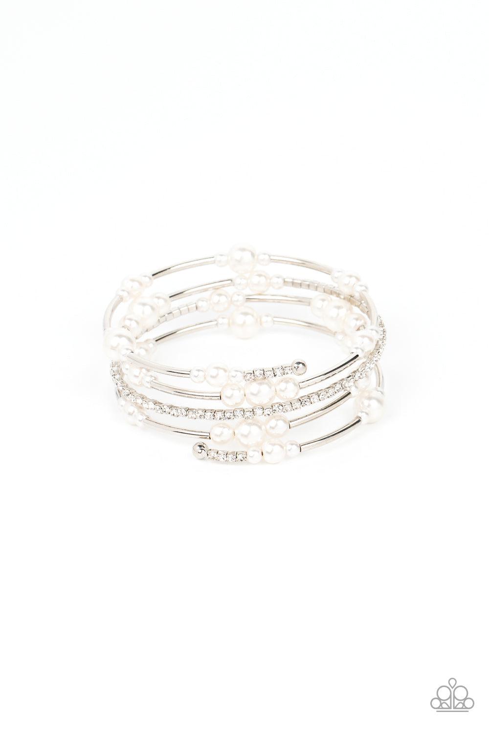 Marina Masterpiece White Pearl Infinity Wrap Bracelet - Paparazzi Accessories- lightbox - CarasShop.com - $5 Jewelry by Cara Jewels