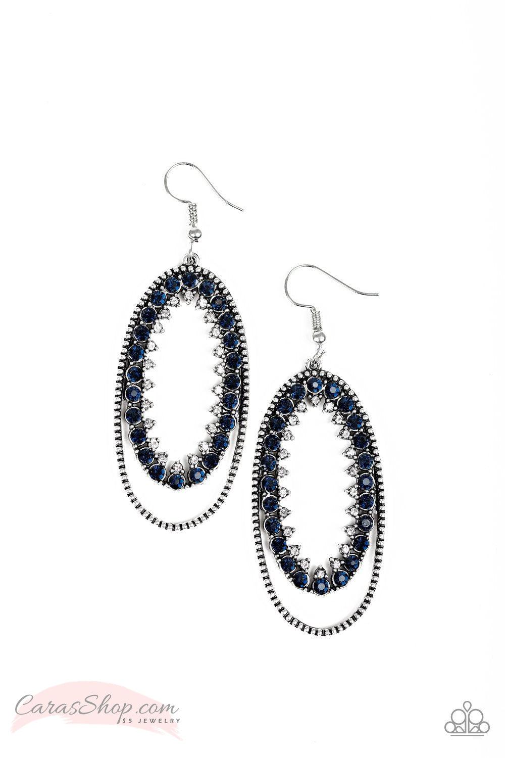 Marry Into Money Blue Earrings - Paparazzi Accessories-CarasShop.com - $5 Jewelry by Cara Jewels
