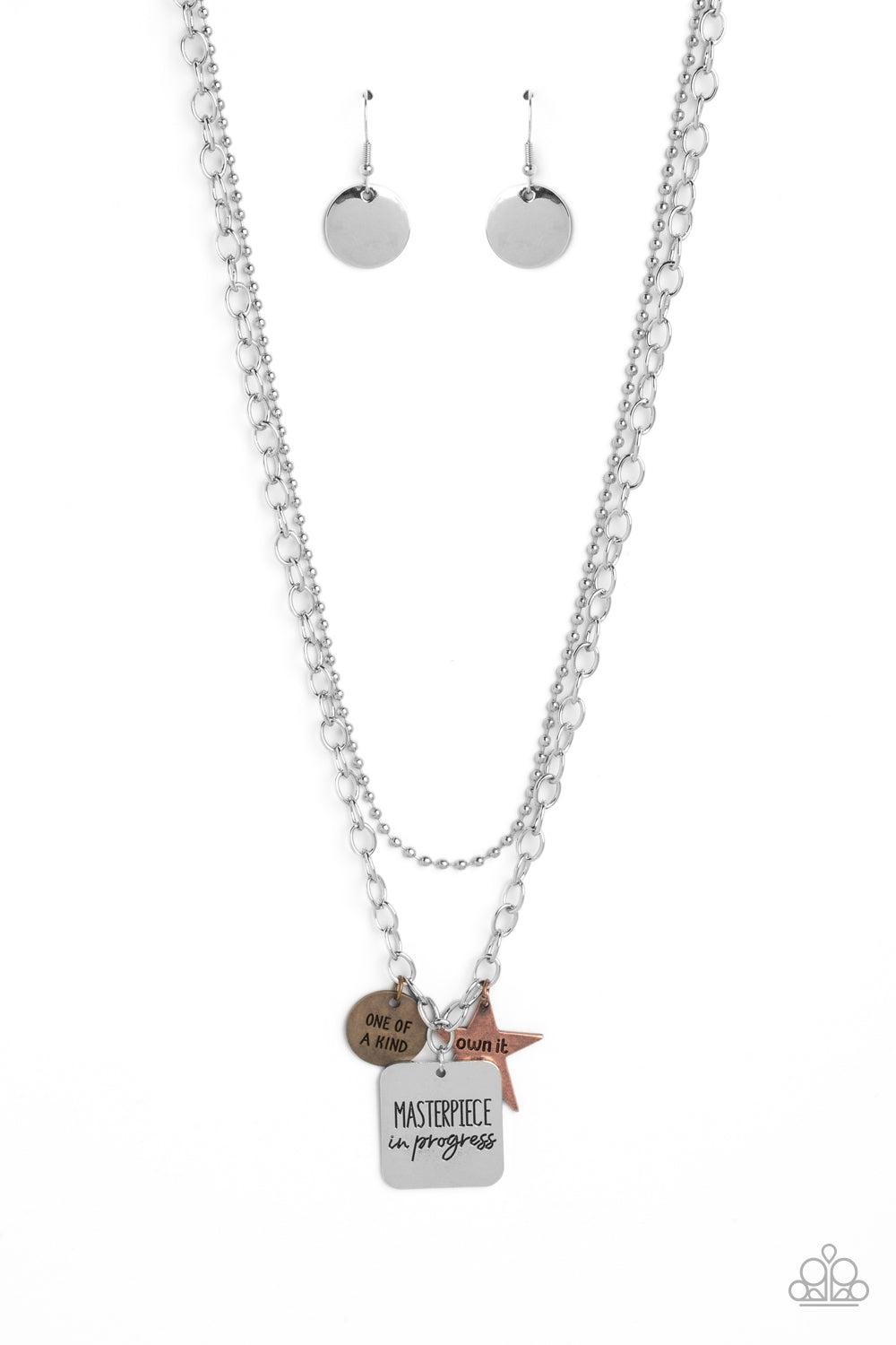 Masterpiece in Progress Multi Inspirational Necklace - Paparazzi Accessories- lightbox - CarasShop.com - $5 Jewelry by Cara Jewels