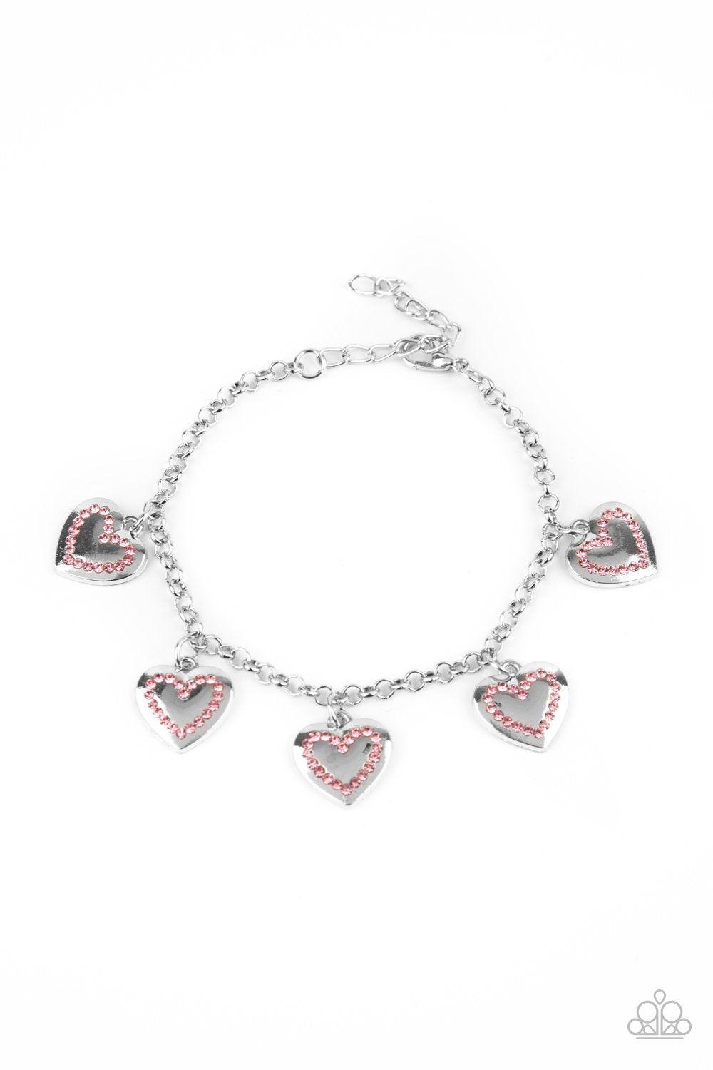 Matchmaker Matchmaker Pink Rhinestone Heart Bracelet - Paparazzi Accessories - lightbox -CarasShop.com - $5 Jewelry by Cara Jewels