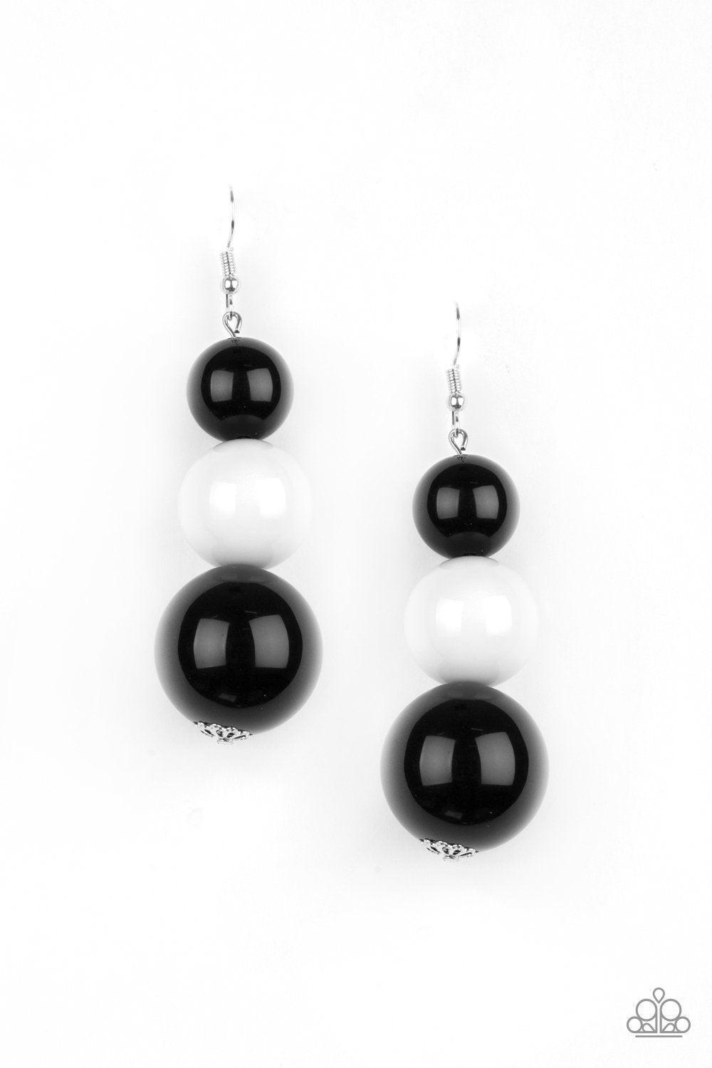 Material World Multi - Black and White Earrings - Paparazzi Accessories - lightbox -CarasShop.com - $5 Jewelry by Cara Jewels