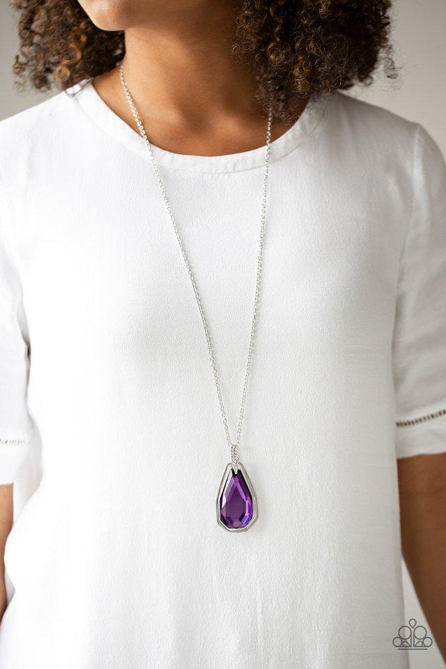 Maven Magic Purple Rhinestone Pendant Necklace - Paparazzi Accessories - model -CarasShop.com - $5 Jewelry by Cara Jewels