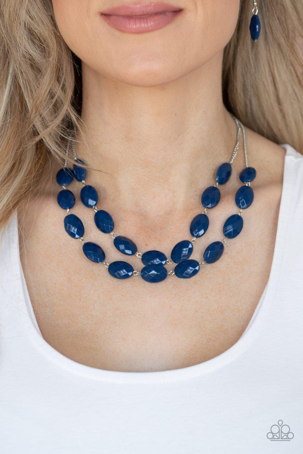 Max Volume Classic Blue Necklace - Paparazzi Accessories-CarasShop.com - $5 Jewelry by Cara Jewels