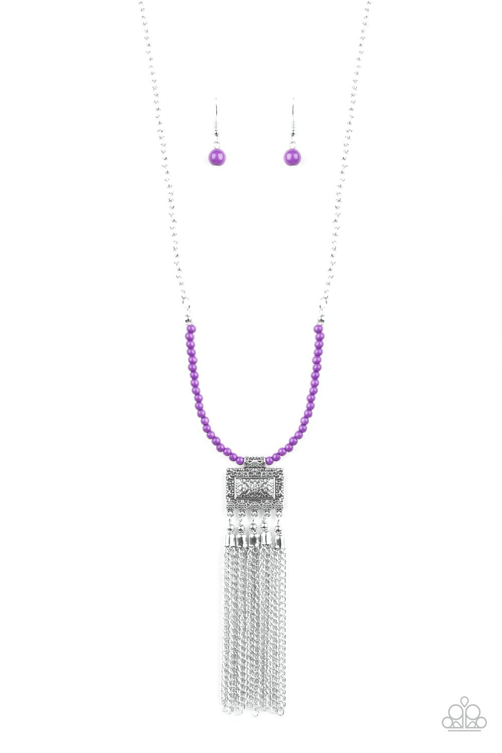 Mayan Masquerade Purple Necklace - Paparazzi Accessories - lightbox -CarasShop.com - $5 Jewelry by Cara Jewels