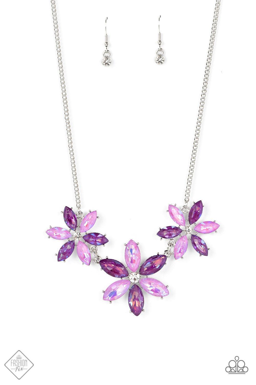 Meadow Muse Purple Rhinestone Flower Necklace - Paparazzi Accessories- lightbox - CarasShop.com - $5 Jewelry by Cara Jewels