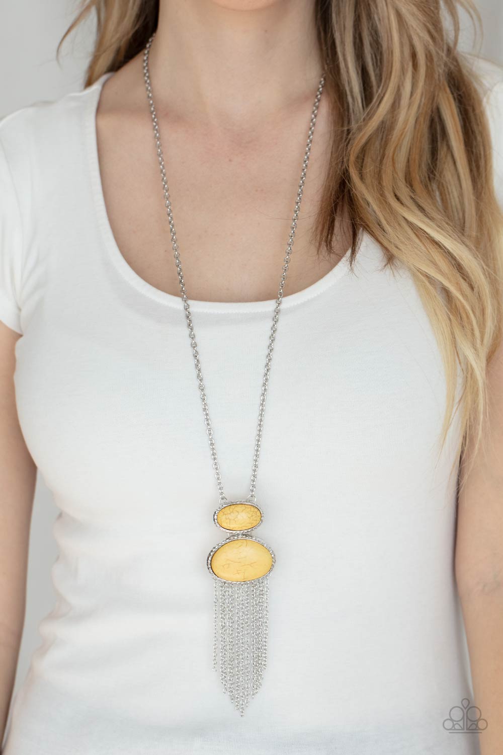 Meet Me At Sunset Yellow Stone Necklace - Paparazzi Accessories- lightbox - CarasShop.com - $5 Jewelry by Cara Jewels