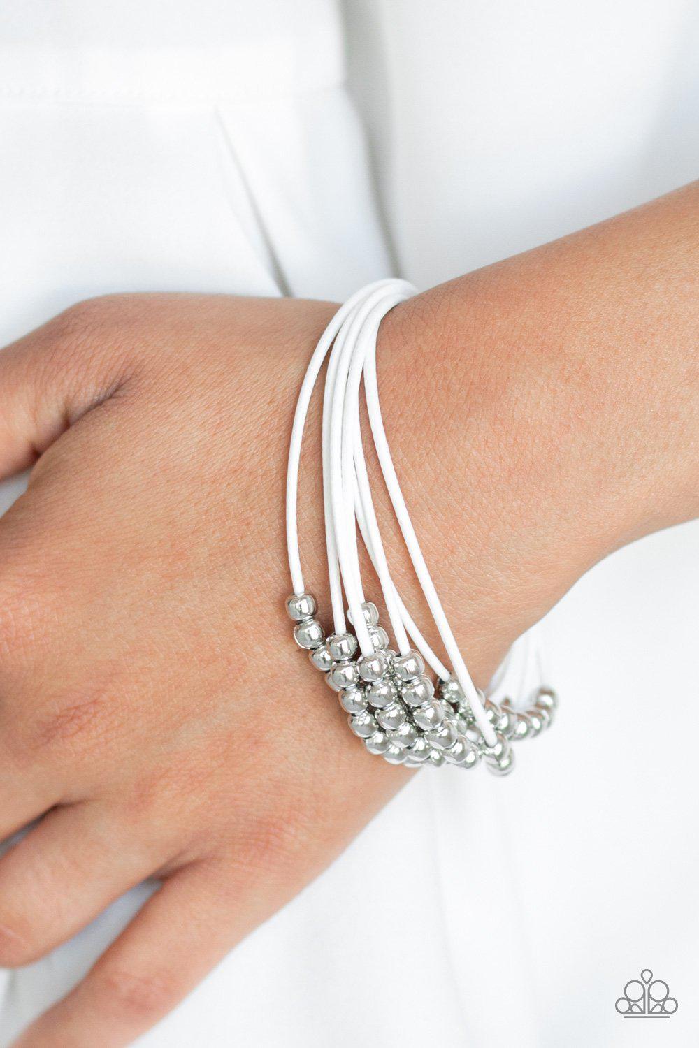 Mega Magnetic White Bracelet - Paparazzi Accessories-CarasShop.com - $5 Jewelry by Cara Jewels