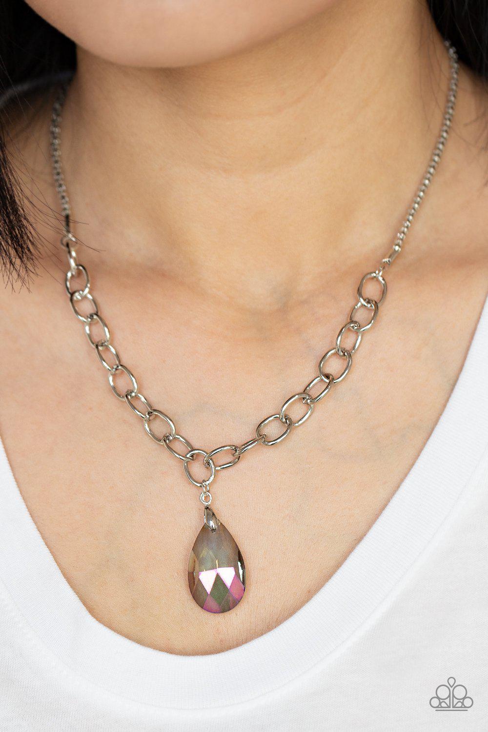 Mega Modern Multi Oil Spill Necklace - Paparazzi Accessories- model - CarasShop.com - $5 Jewelry by Cara Jewels
