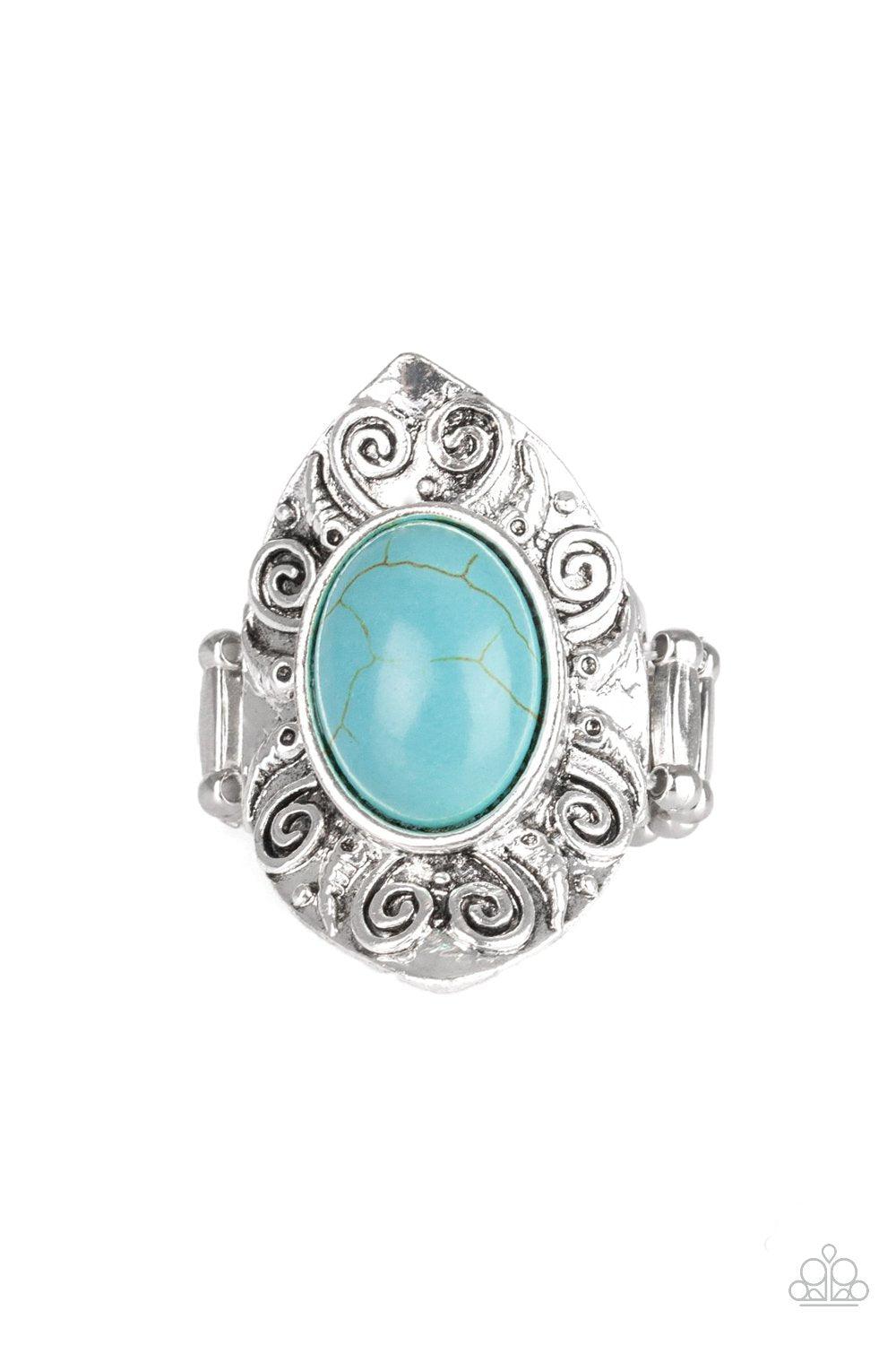 Mega Mother Nature Turquoise Blue Stone Ring - Paparazzi Accessories- lightbox - CarasShop.com - $5 Jewelry by Cara Jewels