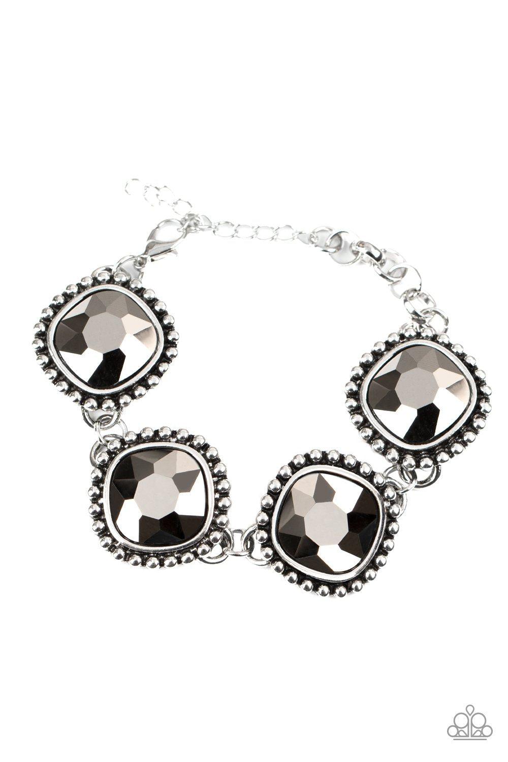 Megawatt Silver Hematite Rhinestone Bracelet - Paparazzi Accessories Convention Exclusive-CarasShop.com - $5 Jewelry by Cara Jewels