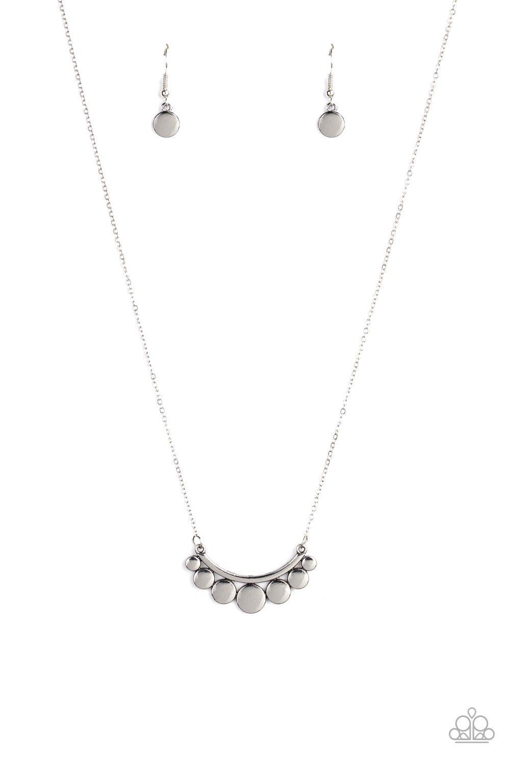 Melodic Metallics Silver Necklace - Paparazzi Accessories - lightbox -CarasShop.com - $5 Jewelry by Cara Jewels