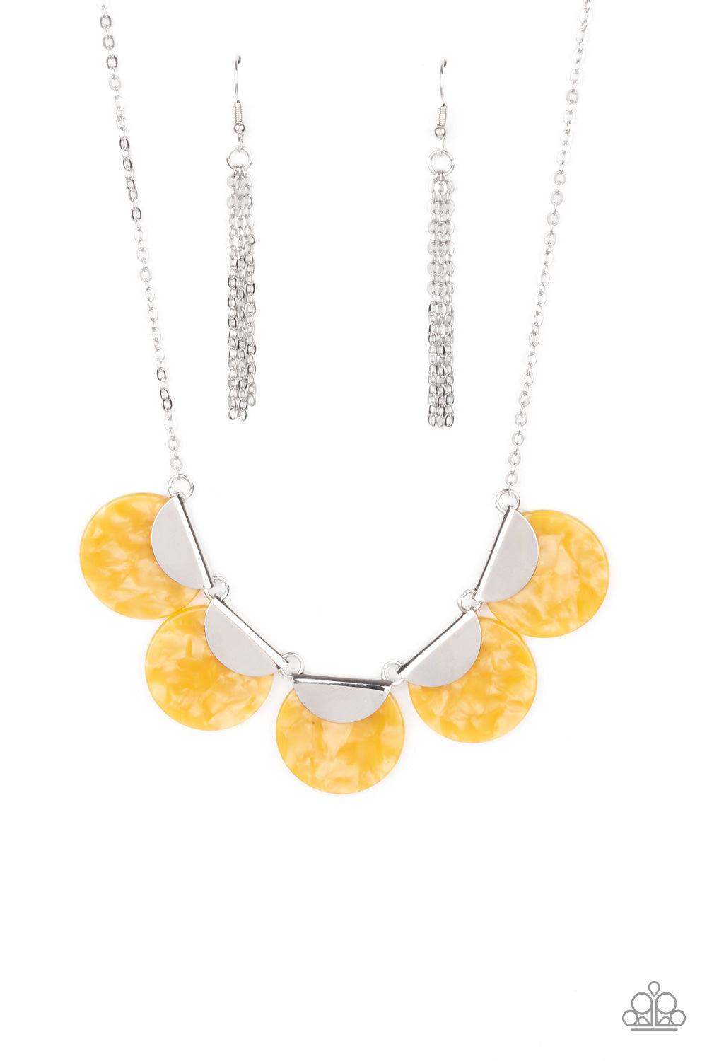 Mermaid Oasis Yellow Acrylic Necklace - Paparazzi Accessories- lightbox - CarasShop.com - $5 Jewelry by Cara Jewels