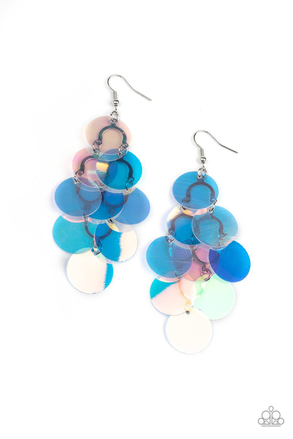 Mermaid Shimmer Multi-color Iridescent Earrings - Paparazzi Accessories-CarasShop.com - $5 Jewelry by Cara Jewels