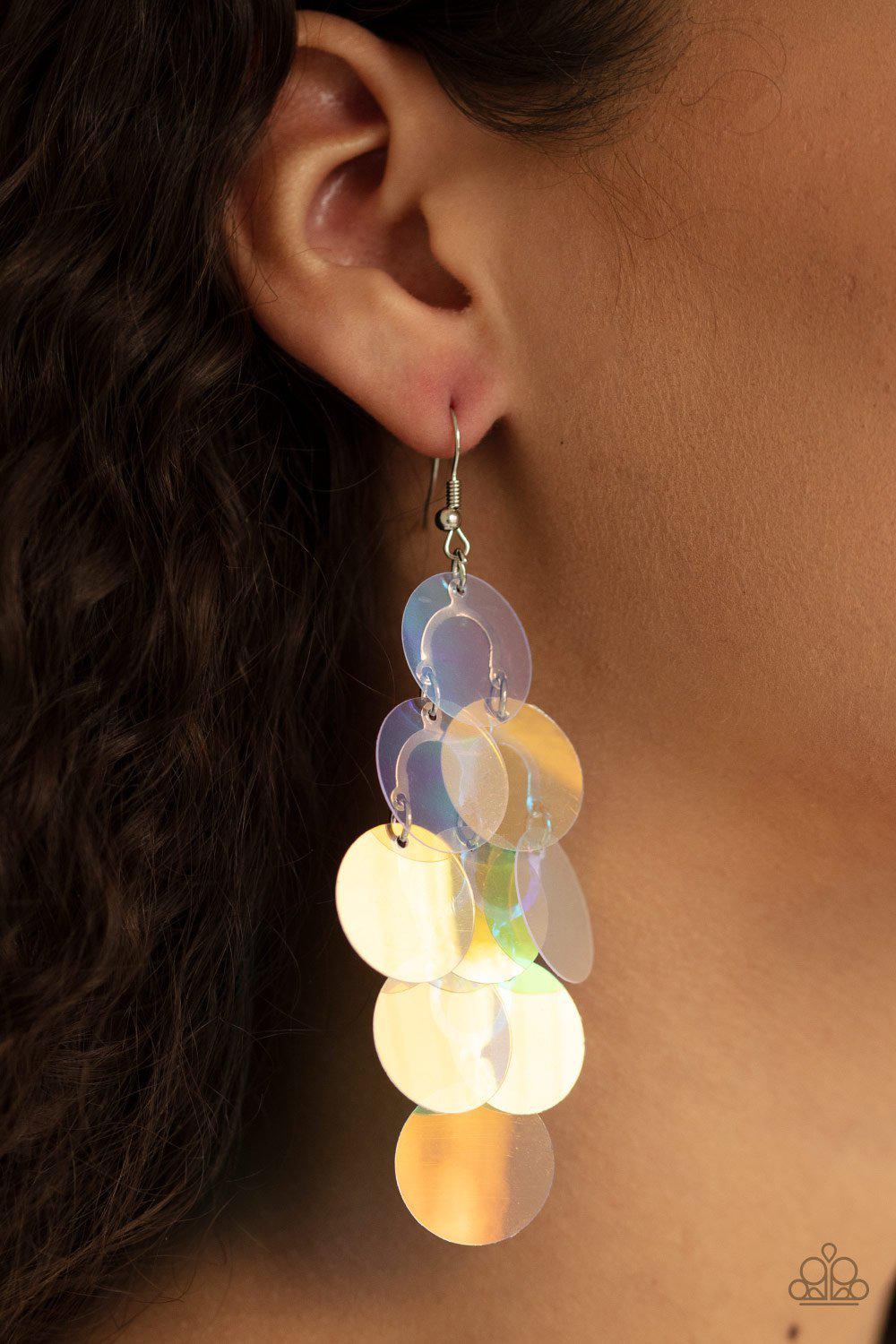 Mermaid Shimmer Multi-color Iridescent Earrings - Paparazzi Accessories-CarasShop.com - $5 Jewelry by Cara Jewels