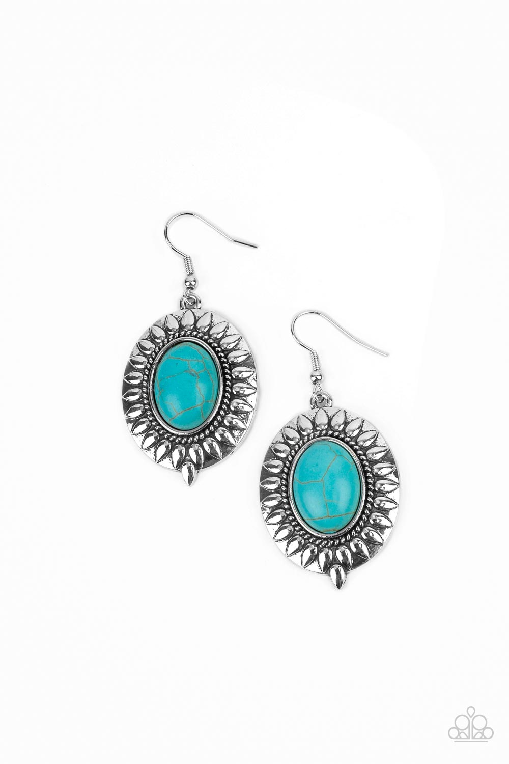 Mesa Garden Turquoise Blue Stone Earrings - Paparazzi Accessories- lightbox - CarasShop.com - $5 Jewelry by Cara Jewels