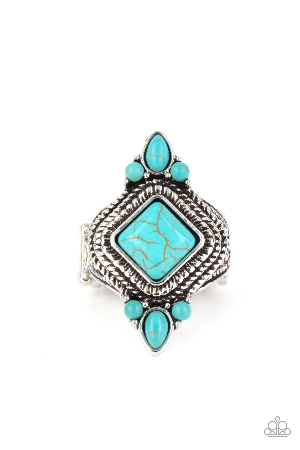 Mesa Mystic Turquoise Blue Stone Ring - Paparazzi Accessories- lightbox - CarasShop.com - $5 Jewelry by Cara Jewels