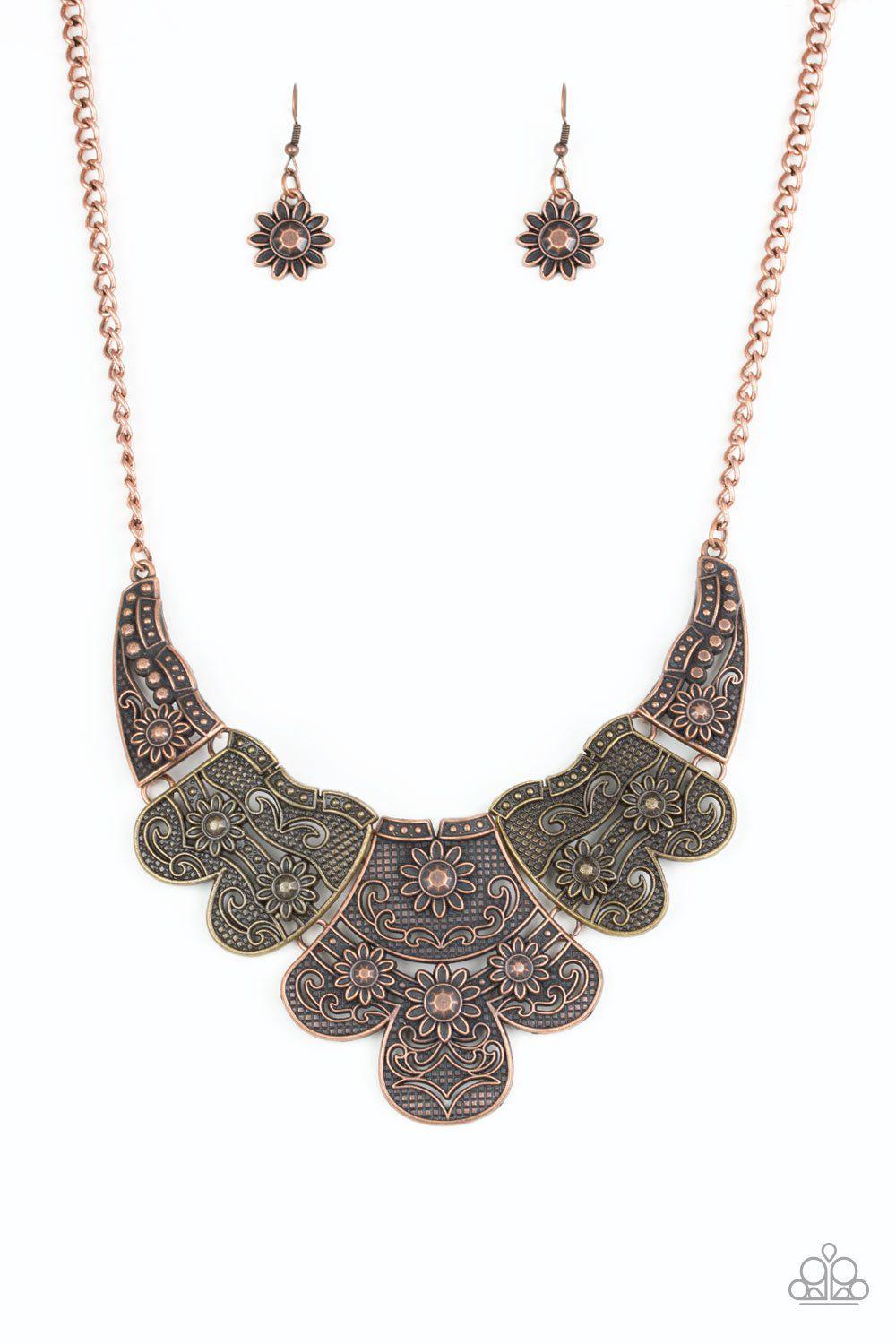 Mess With The Bull Brass and Copper Necklace - Paparazzi Accessories-CarasShop.com - $5 Jewelry by Cara Jewels