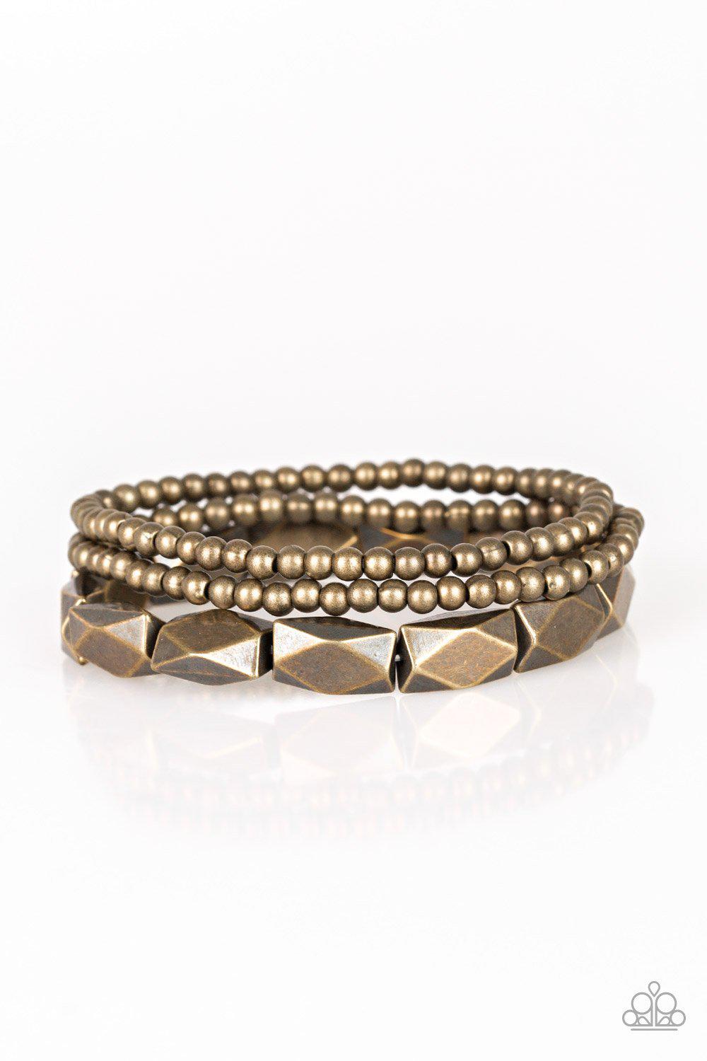 Metal Movement Brass Bracelet Set - Paparazzi Accessories-CarasShop.com - $5 Jewelry by Cara Jewels