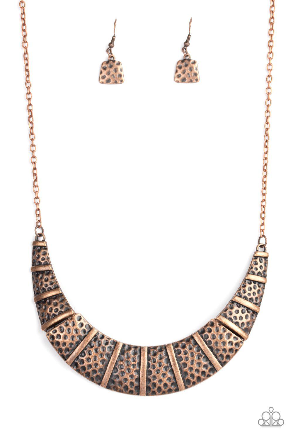 Metallic Mechanics Copper Necklace - Paparazzi Accessories - lightbox -CarasShop.com - $5 Jewelry by Cara Jewels