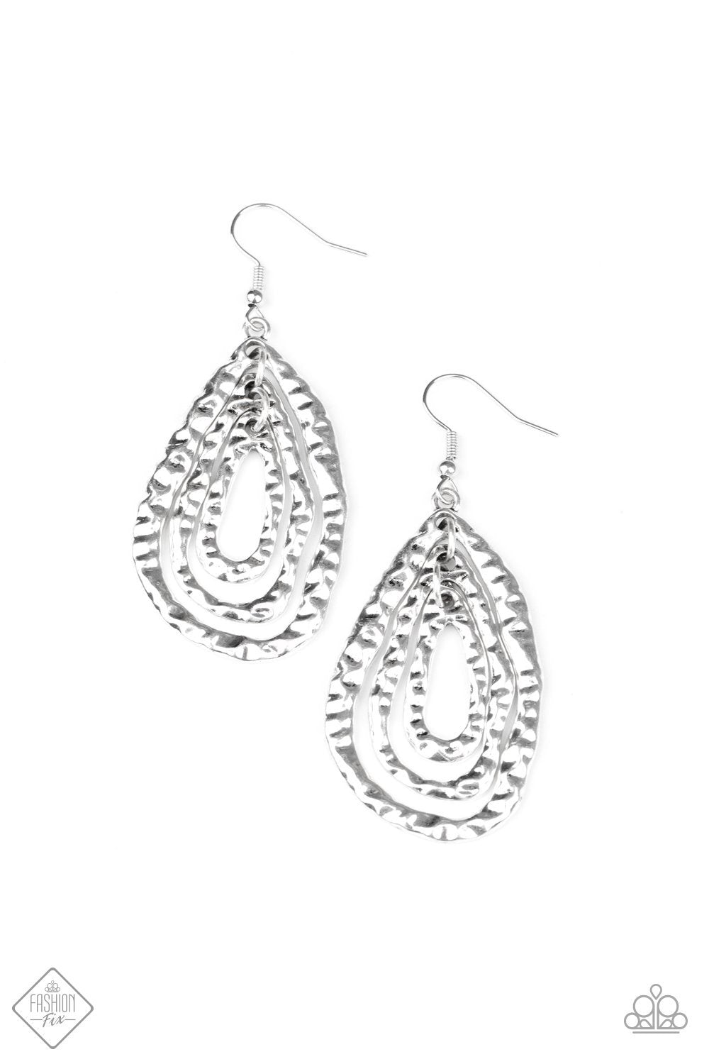 Metallic Meltdown Silver Earrings - Paparazzi Accessories-CarasShop.com - $5 Jewelry by Cara Jewels