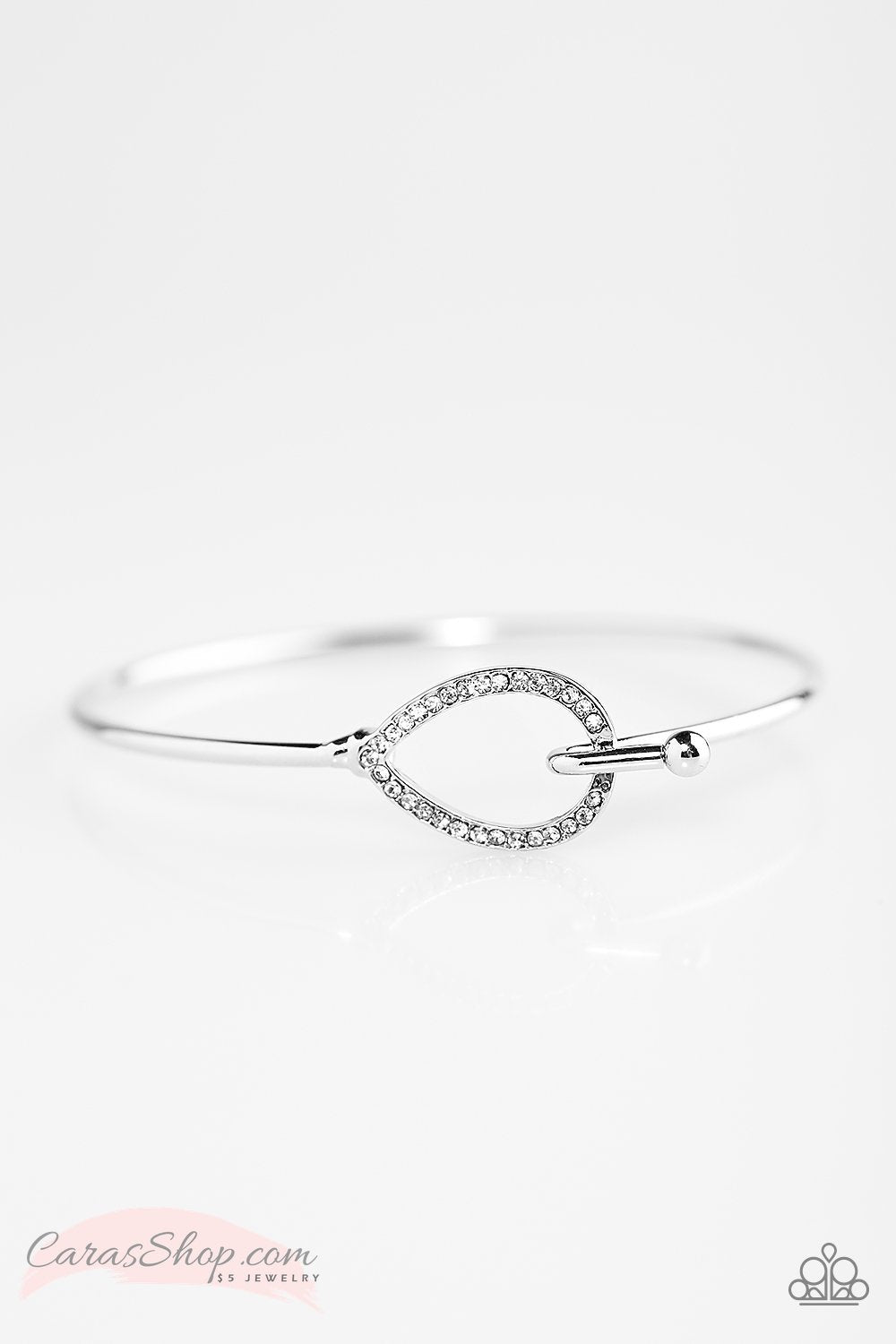 Metro Magic - White Bangle Bracelet - Paparazzi Accessories-CarasShop.com - $5 Jewelry by Cara Jewels
