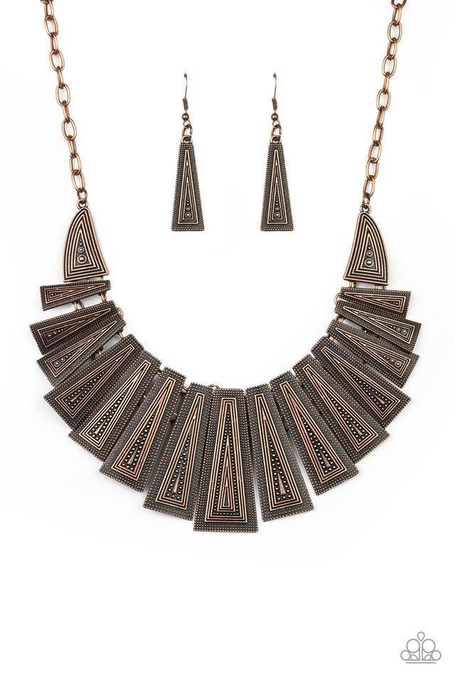 Metro Mane Copper Necklace - Paparazzi Accessories - lightbox -CarasShop.com - $5 Jewelry by Cara Jewels