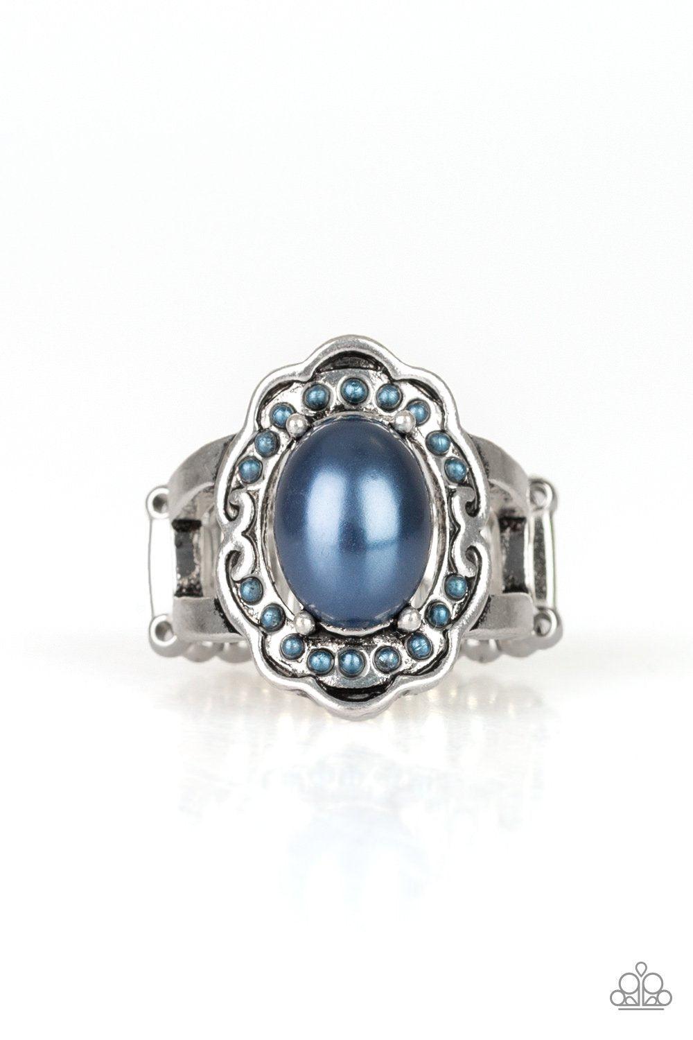 Metro Marina Blue Pearl Ring - Paparazzi Accessories-CarasShop.com - $5 Jewelry by Cara Jewels