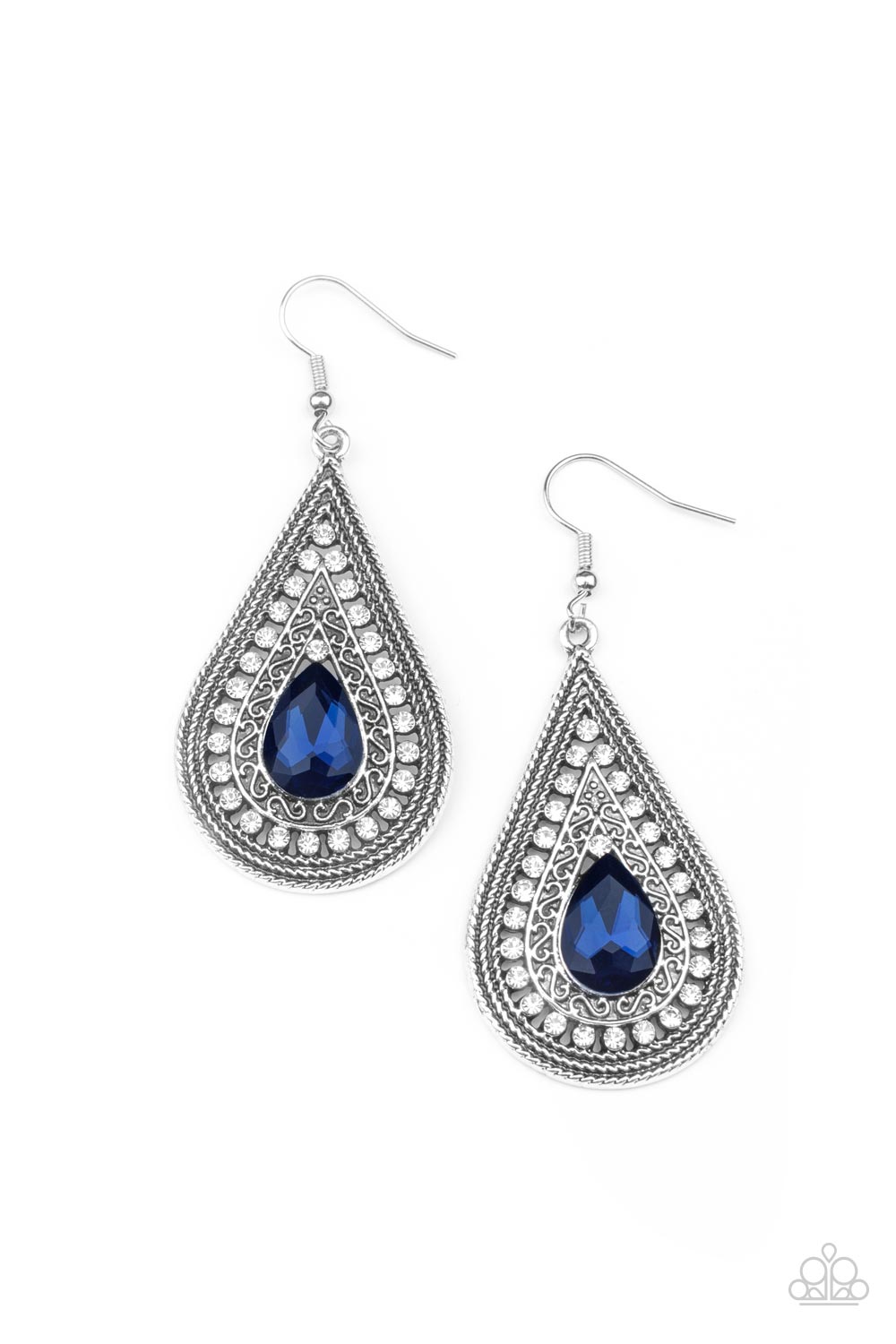Metro Masquerade Blue Gem Earrings - Paparazzi Accessories- lightbox - CarasShop.com - $5 Jewelry by Cara Jewels